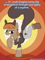 Size: 600x800 | Tagged: safe, artist:adiwan, derpibooru import, pony, squirrel, squirrel pony, ask the vet pony, ask, image, marvel, png, solo, squirrel girl, superhero