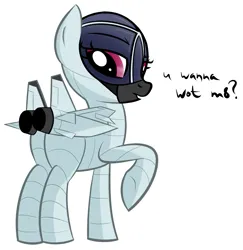 Size: 1433x1472 | Tagged: artist needed, safe, derpibooru import, oc, oc:natasha, unofficial characters only, original species, plane pony, pony, butt, butt engines, confused, cute, female, fighter, image, jet, jet fighter, looking at you, magenta eyes, mare, mig-31, mig-31 foxhound, mikoyan-gurevich mig-31, ocbetes, plane, png, raised hoof, simple background, solo, solo female, u wot m8, underhoof, white background
