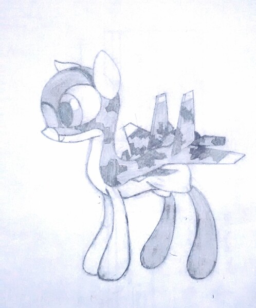 Size: 1356x1635 | Tagged: safe, derpibooru import, oc, unofficial characters only, original species, plane pony, pony, camouflage, coat markings, cute, fighter, image, jet, jet fighter, jpeg, looking to the left, male, pencil drawing, plane, side view, sideways glance, socks (coat marking), solo, solo male, standing, su-37, su-37 flanker, sukhoi, sukhoi su-37, sukhoi su-37 flanker, traditional art