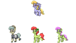 Size: 1920x1080 | Tagged: safe, artist:topsangtheman, derpibooru import, cloud kicker, merry may, peachy sweet, earth pony, pegasus, pony, pony town, animated, apple family member, background pony, gif, golden hooves (g4), image, simple background, transparent background
