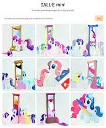 Size: 1212x1455 | Tagged: grimdark, craiyon, derpibooru import, machine learning generated, pony, decapitated, decapitation, flag, french flag, grimderp, guillotine, image, png, simple background, tricolor, white background