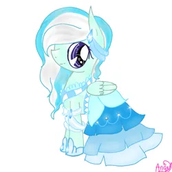 Size: 768x768 | Tagged: safe, artist:magicangelstarartist, derpibooru import, oc, unofficial characters only, pegasus, pony, clothes, dress, female, image, looking at you, mare, multicolored hair, png, side view, solo