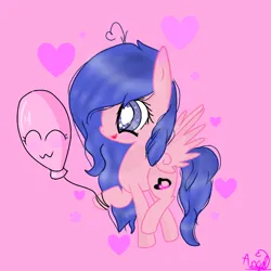 Size: 768x768 | Tagged: safe, artist:magicangelstarartist, derpibooru import, oc, unofficial characters only, pegasus, pony, balloon, female, heart, heart eyes, image, mare, png, raised hoof, simple background, solo, wingding eyes
