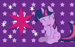 Size: 2560x1600 | Tagged: safe, artist:alicehumansacrifice0, artist:gyrotech, artist:ooklah, derpibooru import, edit, twilight sparkle, pony, unicorn, abstract background, cutie mark, eyes closed, female, happy, image, laughing, mare, open mouth, open smile, png, raised leg, sitting, smiling, solo, stars, unicorn twilight, wallpaper, wallpaper edit