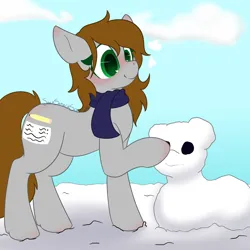 Size: 1500x1500 | Tagged: safe, artist:starstrucksocks, derpibooru import, oc, unofficial characters only, earth pony, pony, christmas, clothes, cute, earth pony oc, eyes open, female, holiday, image, mare, png, scarf, snow, snowpony, solo, winter