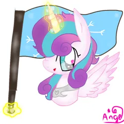 Size: 768x768 | Tagged: safe, artist:magicangelstarartist, derpibooru import, princess flurry heart, alicorn, crystal empire, flag, glow, glowing horn, half boddy, heart, heart eyes, horn, image, levitation, looking at you, magic, png, solo, spread wings, telekinesis, wingding eyes, wings