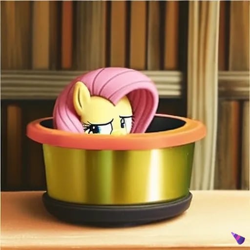 Size: 512x512 | Tagged: safe, derpibooru import, machine learning generated, purplesmart.ai, stable diffusion, fluttershy, beam, bookshelf, hiding, image, jpeg, peeking, pipe, pot, soon, wood