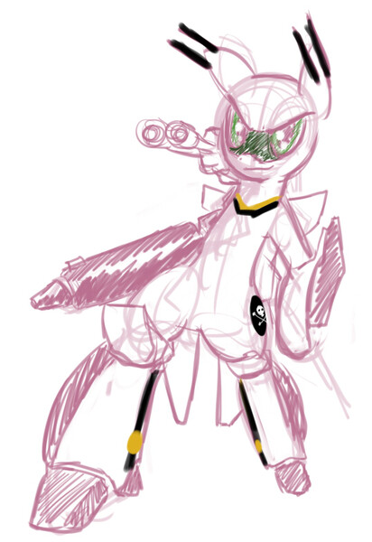 Size: 538x784 | Tagged: artist needed, safe, derpibooru import, oc, ponified, unnamed oc, unofficial characters only, object pony, original species, plane pony, pony, spaceship ponies, cannon, cool, green eyes, gun, image, jpeg, looking at you, plane, pose, simple background, smiling, solo, spaceship, turret, vf-1s, vf-1s crossbones, weapon, white background