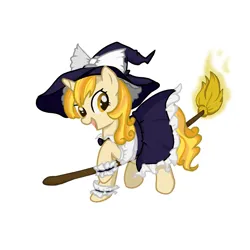 Size: 2067x2067 | Tagged: safe, artist:fish_meow, derpibooru import, ponified, pony, unicorn, broom, female, image, kirisame marisa, mare, png, solo, touhou, witch