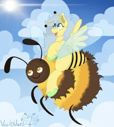 Size: 2699x3015 | Tagged: safe, artist:vixen-dawg, derpibooru import, oc, unofficial characters only, bee, bee pony, insect, original species, pony, duo, female, image, png