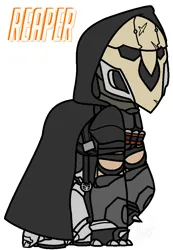 Size: 766x1110 | Tagged: safe, artist:eivilpotter, derpibooru import, oc, unofficial characters only, pony, ammunition, clock, covered, crossover, image, mask, overwatch, png, reaper (overwatch), simple background, solo, text