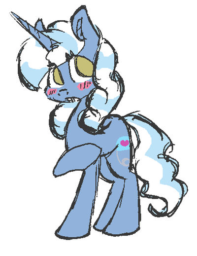 Size: 400x519 | Tagged: safe, artist:artflicker, derpibooru import, pokey pierce, pony, unicorn, blush sticker, blushing, female, image, jpeg, mare, no pupils, poppy pin, rule 63, simple background, solo, white background