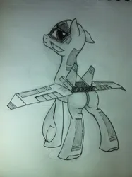 Size: 1529x2048 | Tagged: suggestive, derpibooru import, oc, oc:val, unofficial characters only, original species, plane pony, pony, butt, floppy ears, image, jpeg, looking back, plane, simple background, solo, underhoof, white background, xb-70 valkyrie