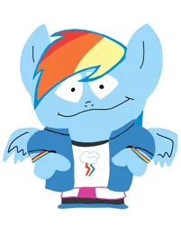 Size: 632x788 | Tagged: safe, derpibooru import, rainbow dash, anthro, pegasus, pony, block 13, clothes, cursed image, female, image, looking at you, mare, not south park, png, solo, wings