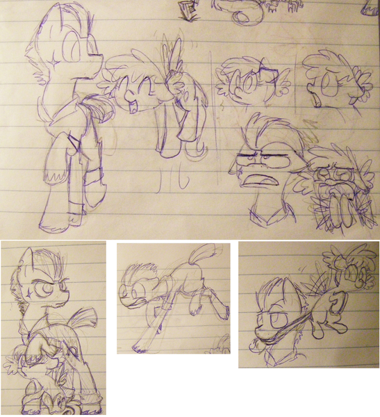 Size: 1285x1410 | Tagged: safe, artist:artflicker, derpibooru import, oc, unofficial characters only, earth pony, pegasus, pony, duo, duo male and female, female, image, lined paper, male, mare, monochrome, png, size difference, sketch, sketch dump, stallion, traditional art