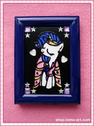 Size: 750x1000 | Tagged: safe, artist:facja, derpibooru import, rarity, pony, unicorn, clothes, craft, dress, gala dress, image, jpeg, stained glass