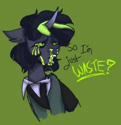 Size: 502x520 | Tagged: safe, artist:spicychickenss, derpibooru import, oc, oc:toxic waste, unofficial characters only, pony, unicorn, crying, dialogue, floppy ears, image, jpeg, open mouth, sad, snot, solo, toxic