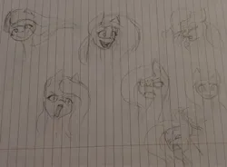 Size: 2602x1920 | Tagged: safe, artist:those kids in the corner, derpibooru import, fluttershy, izzy moonbow, expressions, facial expressions, g5, horrified, image, insanity, jpeg, smiling, traditional art