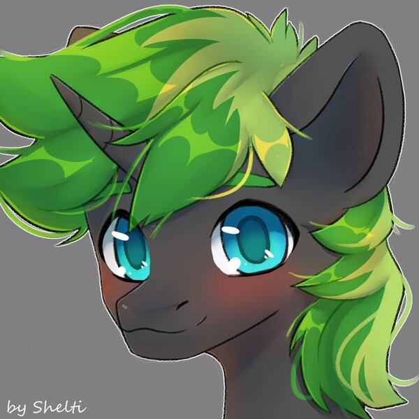 Size: 1000x1000 | Tagged: safe, artist:shelti, derpibooru import, oc, unofficial characters only, pony, unicorn, bust, colored pupils, commission, horn, image, jpeg, male, simple background, smiling, solo, stallion
