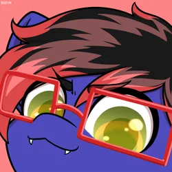 Size: 1500x1500 | Tagged: safe, artist:koapony, derpibooru import, oc, unofficial characters only, pony, :3, cute, cute little fangs, eyebrows, eyebrows visible through hair, fangs, glasses, image, jpeg, looking at you, solo