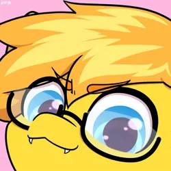 Size: 1500x1500 | Tagged: safe, artist:koapony, derpibooru import, oc, unofficial characters only, pony, :3, cute, cute little fangs, eyebrows, eyebrows visible through hair, fangs, glasses, image, jpeg, looking at you, solo
