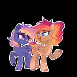 Size: 1200x1200 | Tagged: safe, artist:cosmicblaze_, derpibooru import, oc, oc:nova, unofficial characters only, pegasus, pony, eyebrows, eyebrows visible through hair, image, jpeg, lidded eyes, looking at each other, looking at someone, open mouth, open smile, smiling