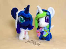 Size: 2048x1536 | Tagged: safe, artist:hellgacraft, derpibooru import, princess celestia, princess luna, alicorn, pony, chibi, clothes, duo, duo female, female, horn, image, irl, jpeg, mare, photo, plushie, standing, wings