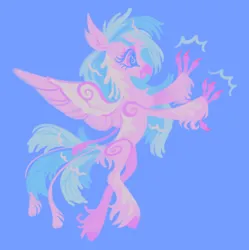 Size: 1182x1186 | Tagged: safe, artist:webkinzworldz, derpibooru import, silverstream, hippogriff, pony, blue background, februpony, image, png, simple background, smiling, unshorn fetlocks