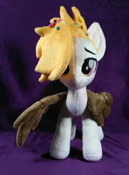 Size: 629x851 | Tagged: safe, artist:doctorkoda, derpibooru import, oc, unofficial characters only, pegasus, pony, colored wings, commission, image, jpeg, lidded eyes, plushie, solo, spread wings, standing, wings