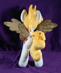 Size: 639x764 | Tagged: safe, artist:doctorkoda, derpibooru import, oc, unofficial characters only, pegasus, pony, colored wings, commission, image, jpeg, lidded eyes, plushie, solo, spread wings, standing, wings