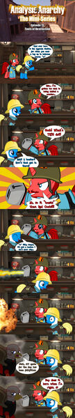 Size: 1024x5715 | Tagged: safe, artist:jasperpie, derpibooru import, oc, oc:finn the pony, oc:jasper pie, oc:silver quill, coaltown, comic, energy beam, fez, hat, helmet, image, jpeg, team fortress 2, tf2 analysis anarchy, toaster