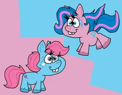 Size: 1016x787 | Tagged: safe, artist:cookie-lovey, derpibooru import, earth pony, pony, 2014, bucktooth, duo, duo female, female, image, jpeg, mare, my little phony, smiling, style emulation, the fairly oddparents