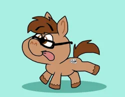 Size: 1016x787 | Tagged: safe, artist:cookie-lovey, derpibooru import, oc, unofficial characters only, earth pony, pony, 2014, glasses, green background, image, jpeg, male, meme, simple background, smiling, solo, stallion, style emulation, the fairly oddparents, tongue out, trollface, unshorn fetlocks