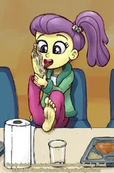 Size: 990x1500 | Tagged: safe, artist:smudge proof, derpibooru import, lily pad (equestria girls), barefoot, dirt, dirty, dirty feet, feet, fetish, foot fetish, foot worship, image, licking, licking foot, png, sketch, soles, tongue out