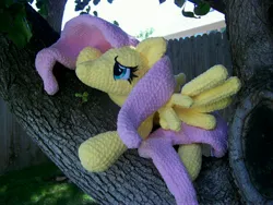 Size: 3264x2448 | Tagged: safe, artist:starfulstitches, derpibooru import, fluttershy, pegasus, pony, female, image, jpeg, lying down, mare, photo, plushie, prone, solo, spread wings, wings