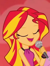 Size: 592x776 | Tagged: safe, derpibooru import, screencap, sunset shimmer, equestria girls, rainbow rocks, image, jpeg, microphone, singing