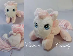 Size: 1225x947 | Tagged: safe, artist:starfulstitches, derpibooru import, cotton candy (g1), earth pony, pony, female, g1, image, lying down, mare, photo, plushie, png, prone, solo