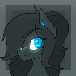 Size: 1200x1200 | Tagged: safe, artist:nova rain, derpibooru import, oc, oc:umbra glow, unofficial characters only, bat pony, pony, animated, bioluminescent, clothes, commission, ear fluff, eyebrows, eyebrows visible through hair, eyes closed, fangs, female, gif, glow, glowing ears, glowing eyes, glowing freckles, image, latex, latex socks, mare, passepartout, simple background, smiling, socks, solo, tron lines