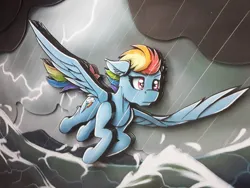 Size: 1280x960 | Tagged: safe, artist:made_by_franch, derpibooru import, rainbow dash, pegasus, pony, animated, art, craft, diorama, figure, handmade, image, ocean, png, solo, storm, video, water