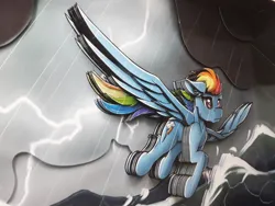 Size: 1280x960 | Tagged: safe, artist:made_by_franch, derpibooru import, rainbow dash, pegasus, pony, animated, art, craft, diorama, figure, handmade, image, ocean, png, solo, storm, video, water