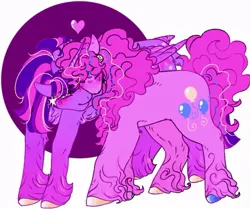 Size: 540x451 | Tagged: safe, artist:rareapples, derpibooru import, pinkie pie, twilight sparkle, twilight sparkle (alicorn), alicorn, earth pony, pony, 2d, digital art, ear piercing, earring, female, fluffy, image, jewelry, jpeg, long hair, long mane, looking at you, mare, piercing, smiling, smiling at you