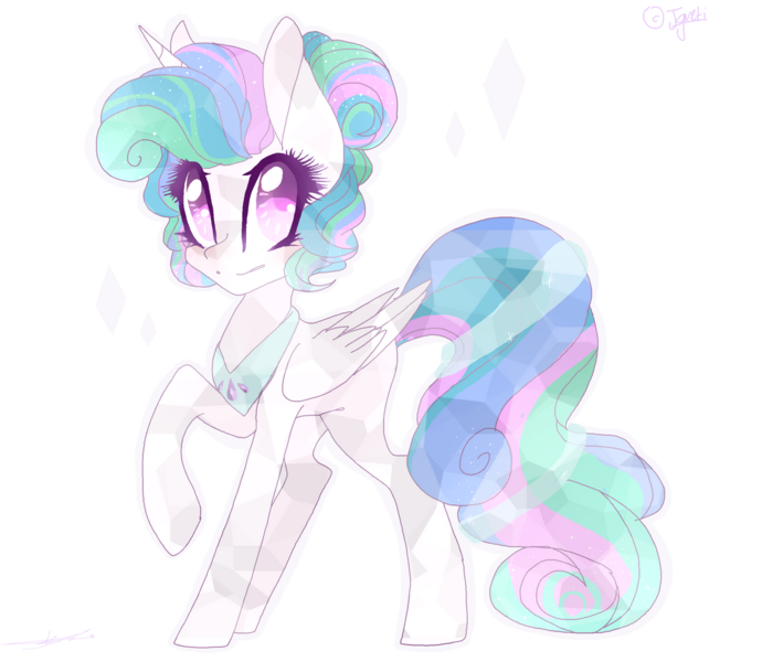 Size: 1024x891 | Tagged: safe, artist:jgreti, derpibooru import, princess celestia, alicorn, crystal pony, pony, colored pupils, crystallized, image, png, simple background, smiling, solo, transparent background