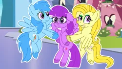 Size: 1280x720 | Tagged: safe, derpibooru import, oc, oc:evil doubleganger fluttershy, oc:evil doubleganger rainbow dash, oc:evil doubleganger twilight, crystal empire, image, not fluttershy, not rainbow dash, not twilight sparkle, png, recolor