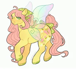 Size: 3524x3206 | Tagged: safe, artist:mysthooves, derpibooru import, fluttershy, flutter pony, pony, bandana, bow, female, g1, g4, g4 to g1, generation leap, high res, image, jpeg, mare, race swap, simple background, solo, tail, tail bow, white background