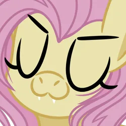 Size: 1000x1000 | Tagged: safe, alternate version, artist:emberslament, derpibooru import, fluttershy, bat pony, pony, bat ponified, close-up, eyes closed, fangs, female, flutterbat, image, mare, png, race swap, simple background, solo, tooth, transparent background, uwu