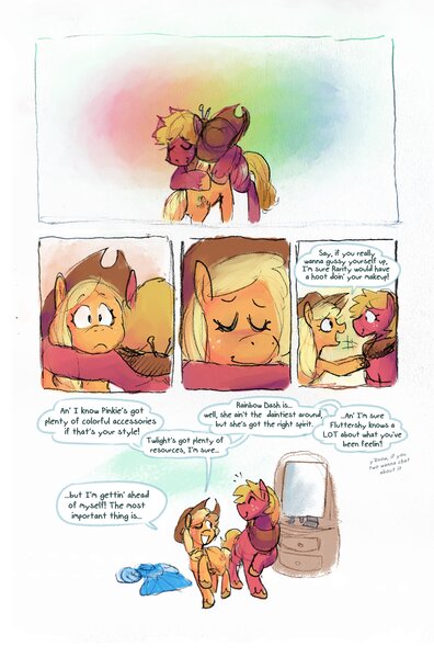 Size: 2659x4032 | Tagged: safe, artist:punkittdev, derpibooru import, applejack, big macintosh, earth pony, pony, comic:apple in the orchard, big femboyintosh, comic, female, image, jpeg, trans female, trans mare big mac, transgender