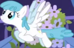 Size: 263x172 | Tagged: safe, derpibooru import, screencap, lightning bolt, white lightning, pegasus, pony, friendship is magic, background character, background pony, cropped, female, flying, image, mare, png, solo, solo focus, spread wings, wings