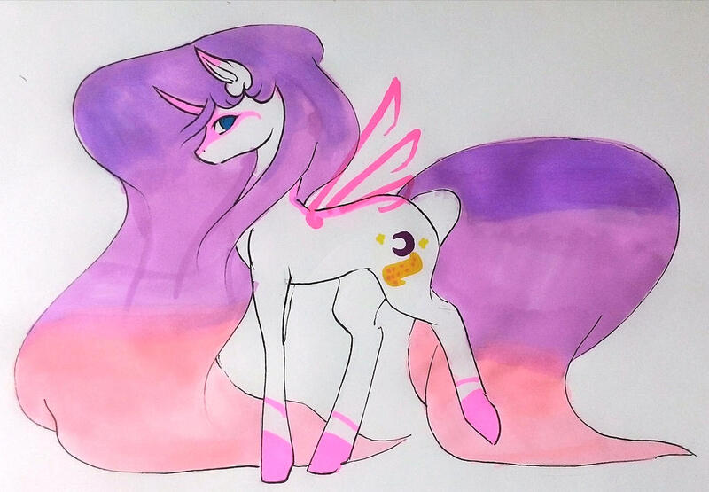 Size: 1024x710 | Tagged: safe, artist:oneiria-fylakas, derpibooru import, oc, oc:dreamy moon, alicorn, pony, female, image, jpeg, mare, solo, traditional art