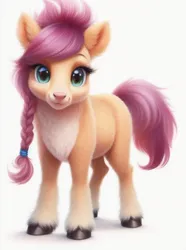 Size: 512x688 | Tagged: safe, derpibooru import, machine learning assisted, machine learning generated, sunny starscout, earth pony, hybrid, pony, g5, my little pony: a new generation, chest fluff, cute, feline, female, fluffy, image, png, realistic, simple background, solo, unshorn fetlocks, white background