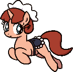 Size: 145x143 | Tagged: safe, artist:somethingatall, derpibooru import, pony, unicorn, clothes, female, horn, image, lowres, maid, mare, png, red ribbons, simple background, solo, transparent background